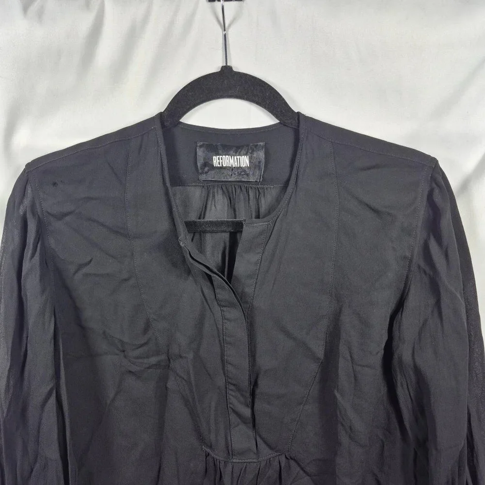 Reformation Top Womens Large Popover Button Down Blouse 3/4 Sleeve Capsule - Picture 3 of 6